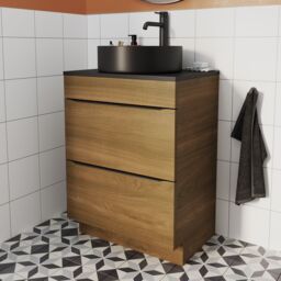 GoodHome Imandra Standard Matt Walnut Effect Freestanding Bathroom Cabinet (H) 820mm (W) 600mm - thumbnail 4