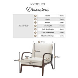 Furniturebox Esmeray Accent Chair - Beige Fabric Mid Century Modern Accent Chair - Comfortable Solid Wood Accent Chair - thumbnail 9