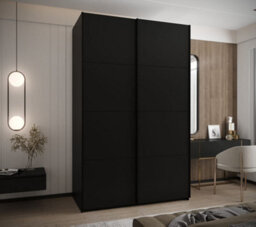 Arte Trosa I Black Sliding Door Wardrobe W1600mm H2450mm D640mm With Black Steel Handles - thumbnail 2
