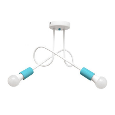 Luminosa Lighting Luminosa Oxford Multi Arm Semi Flush Ceiling Light White, Turqouise 38Cm
