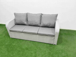 Fimous Pe Rattan Garden Furniture Set Reclining Chair Sofa Lounge Sofa Set Rectangular Coffee Table 2 Side Table 2 Small Stools - thumbnail 4