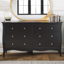 Beliani Living Black Chest Of Drawers Sideboard, 6 Deep Drawers, 75 X 130 Cm, Modern French Style - thumbnail 2