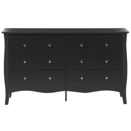 Beliani Living Black Chest Of Drawers Sideboard, 6 Deep Drawers, 75 X 130 Cm, Modern French Style - thumbnail 1