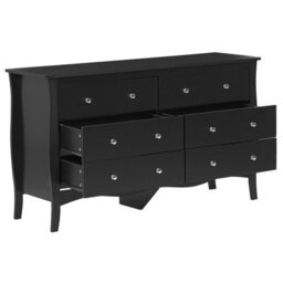 Beliani Living Black Chest Of Drawers Sideboard, 6 Deep Drawers, 75 X 130 Cm, Modern French Style - thumbnail 5