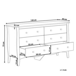 Beliani Living Black Chest Of Drawers Sideboard, 6 Deep Drawers, 75 X 130 Cm, Modern French Style - thumbnail 4