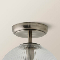 Valuelights Kempton Brushed Chrome Flush Ceiling Light With Ribbed Globe Shade - thumbnail 4