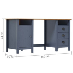 Berkfield Rustic Desk Hill Range Grey 150X50X74 Cm Solid Pine Wood - thumbnail 6