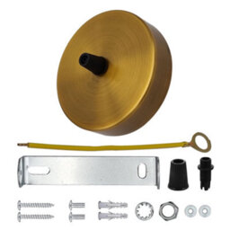 One Outlet Ceiling Rose Metal Pendant Light Cover Plate 120mm Yellow Brass With Accessories For Vintage Ceiling And Wall Lamps - thumbnail 3