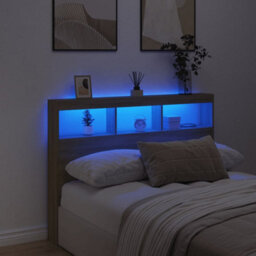 Berkfield Headboard Cabinet With Led Sonoma Oak 140X17X102 Cm - thumbnail 4