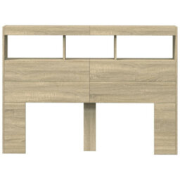 Berkfield Headboard Cabinet With Led Sonoma Oak 140X17X102 Cm - thumbnail 6