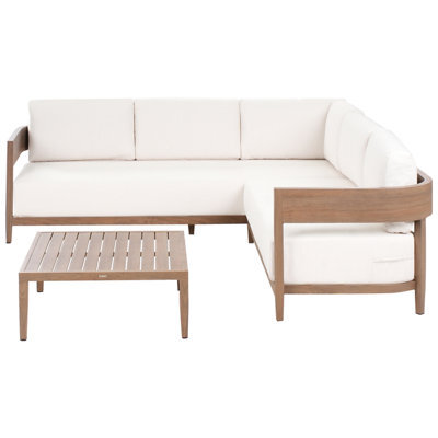 Beliani Garden Corner Sofa With Table 5 Seater Sampieri Left Hand Metal Brown