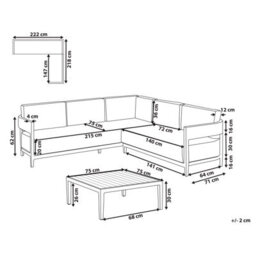 Beliani Garden Corner Sofa With Table 5 Seater Sampieri Left Hand Metal Brown - thumbnail 3