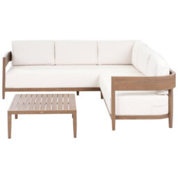 Beliani Garden Corner Sofa With Table 5 Seater Sampieri Left Hand Metal Brown - thumbnail 1
