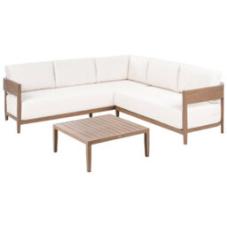 Beliani Garden Corner Sofa With Table 5 Seater Sampieri Left Hand Metal Brown - thumbnail 4