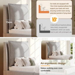 Matteo Grey Chenille Single Upholstered Bed Frame With Adjustable Headboard & Storage Drawer - Ideal For Kids & Teens, 90X190Cm - thumbnail 6