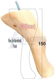L&F Queen Anne Wooden Legs 150mm High Set Of 4 Raw Wood Replacement Furniture Feet Chairs Sofas Footstools M8 (8mm) - thumbnail 1