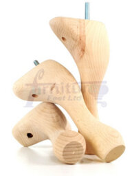 L&F Queen Anne Wooden Legs 150mm High Set Of 4 Raw Wood Replacement Furniture Feet Chairs Sofas Footstools M8 (8mm) - thumbnail 7