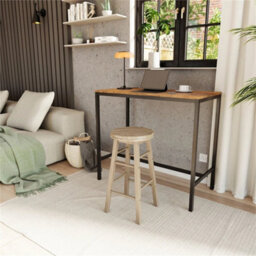 Wooden Revolving Stool Light Brown Swivel Bar Pub Chair Kitchen Breakfast Seat - thumbnail 5