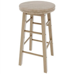 Wooden Revolving Stool Light Brown Swivel Bar Pub Chair Kitchen Breakfast Seat - thumbnail 1