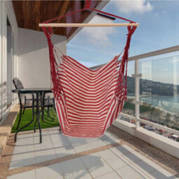 Urbn-Living Blue - Hanging Swing Seat Hammock -Striped Fabric - thumbnail 7