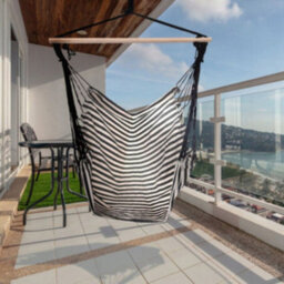Urbn-Living Blue - Hanging Swing Seat Hammock -Striped Fabric - thumbnail 5