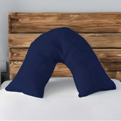 Microfibre Soft Touch V Shape Plain Dyed Pillowcase Navy - image 1