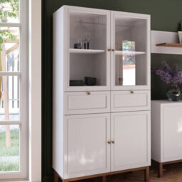 Furniture To Go Wensley Display Cabinet With 2 Doors 2 Drawers And 2 Glass Doors In Light Grey And Oak Inc Led Lighting - thumbnail 6