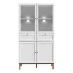 Furniture To Go Wensley Display Cabinet With 2 Doors 2 Drawers And 2 Glass Doors In Light Grey And Oak Inc Led Lighting - thumbnail 2