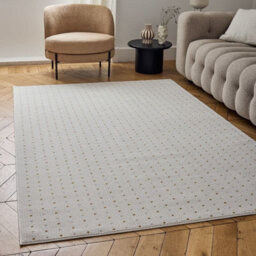 The Rugs Carmel Cream/gold Dots Area Rug And Runner Non Shedding, Stain Resistant, Soft - thumbnail 1