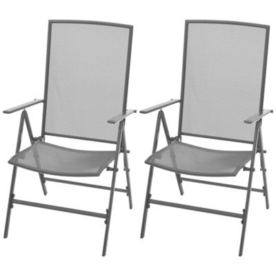 Stackable Garden Chairs 2 Pcs Steel Grey - image 1