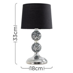 Valuelights Harmony Pair Of Modern Decorative Chrome And Mosaic Crackle Glass Table Lamps With Black Shade - thumbnail 9