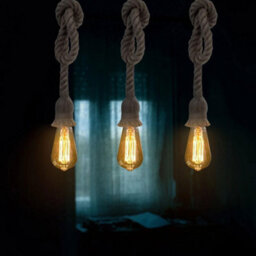 Vintage Ceiling Lights Hemp Rope 3 Head Cluster Light Hanging Retro Pendant Lamp - thumbnail 4