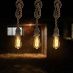 Vintage Ceiling Lights Hemp Rope 3 Head Cluster Light Hanging Retro Pendant Lamp - thumbnail 5