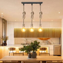 Vintage Ceiling Lights Hemp Rope 3 Head Cluster Light Hanging Retro Pendant Lamp - thumbnail 6