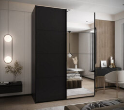 Arte Elegant Trosa Iii Sliding Door Wardrobe H2450mm W1700mm D640mm Mirrored Door, Ten Shelves, Hanging Rail, Black Steel Handles - thumbnail 2