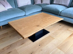 Solid French Oak Coffee Table 90X60Cm, Virelli Plinth Base, Natural Oil Finish - thumbnail 2