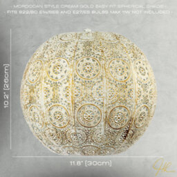 Happy Homewares Spherical Vintage Moroccan Pendant Lamp Shade In Brushed Cream Gold - thumbnail 7