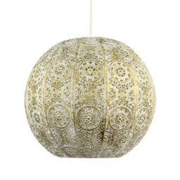 Happy Homewares Spherical Vintage Moroccan Pendant Lamp Shade In Brushed Cream Gold - thumbnail 3