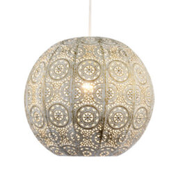 Happy Homewares Spherical Vintage Moroccan Pendant Lamp Shade In Brushed Cream Gold - thumbnail 2