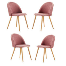 Life Interiors Set Of 4 Rose Lucia Ergonomic Velvet Dining Chairs With Wooden Legs, Modern Upholstered Accent Chair - thumbnail 1