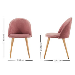 Life Interiors Set Of 4 Rose Lucia Ergonomic Velvet Dining Chairs With Wooden Legs, Modern Upholstered Accent Chair - thumbnail 6