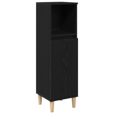 Berkfield Modern Bathroom Cabinet Black Oak 30X30X100 Cm Engineered Wood