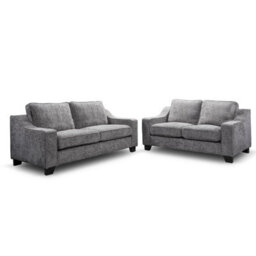 Furnishings For Less UK Nebraska Modern Slate Grey 3 + 2 Sofa Suite Chenille Fabric - thumbnail 1