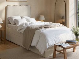 Flair Ellis Single Bed With Trundle Beige Woven Fabric - thumbnail 1