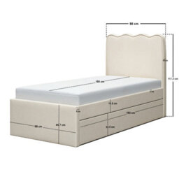 Flair Ellis Single Bed With Trundle Beige Woven Fabric - thumbnail 6
