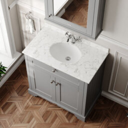 Hudson Reed Floor Standing Two Door Traditional Vanity Unit With 1 Tap Hole Grey Marble Top & Basin In Storm Grey, 820 X 470mm - thumbnail 3