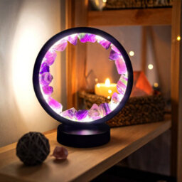 Cello Gleneagles Circle Earth Led Natural Crystal Lamp Purple Fluorite Dimmable Led - thumbnail 5