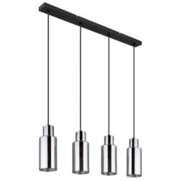 Luminosa Lighting Luminosa Lidaria Bar Pendant Ceiling Light Matt Black Smoke Glass Shade 4X E27 - thumbnail 2