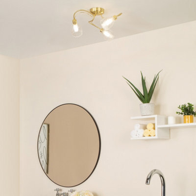 Litecraft Cora Satin Brass 3 Arm Tangle Bathroom Flush Ceiling Light - image 1