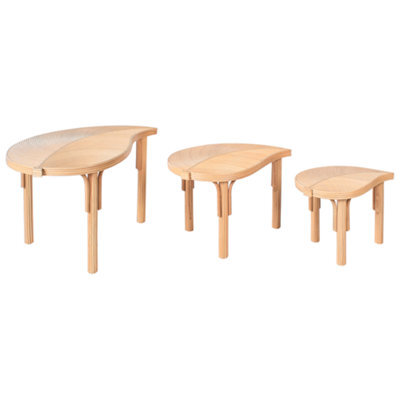 Beliani Set Of 3 Coffee Tables Paralia Rattan Natural - image 1